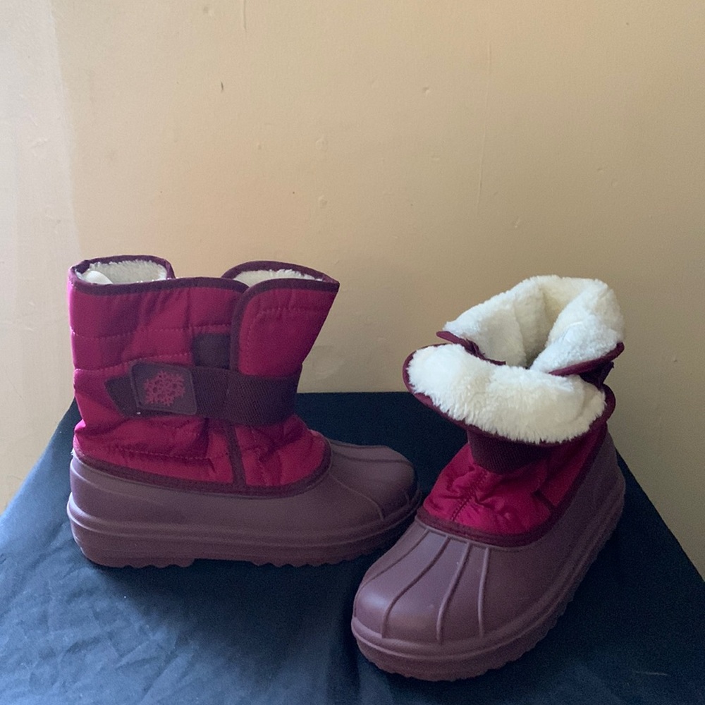 Girls The Children’s Place Duck Boots- Burgundy Red Youth Size 3